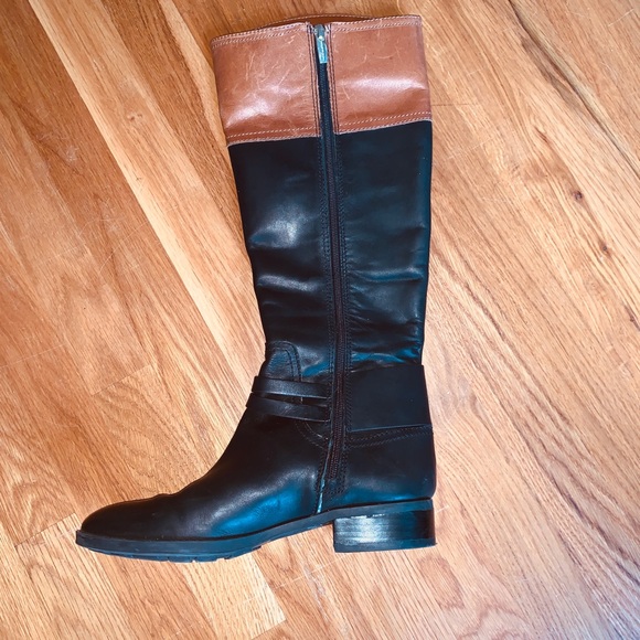 Vince Camuto two-toned leather riding boots - Picture 3 of 8